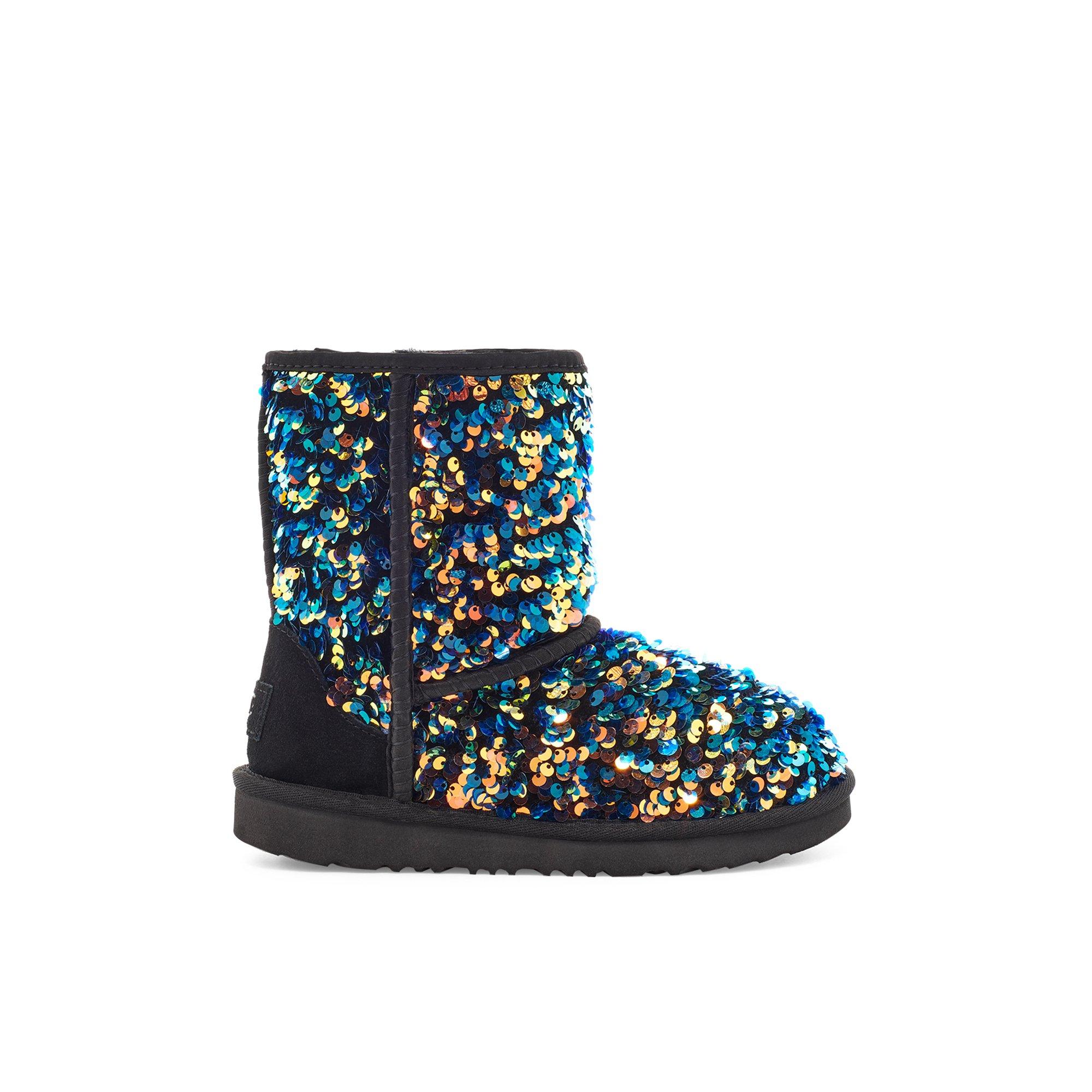 UGG Classic II Stellar Sequin Black Multi Grade School Girls Boot Hibbett